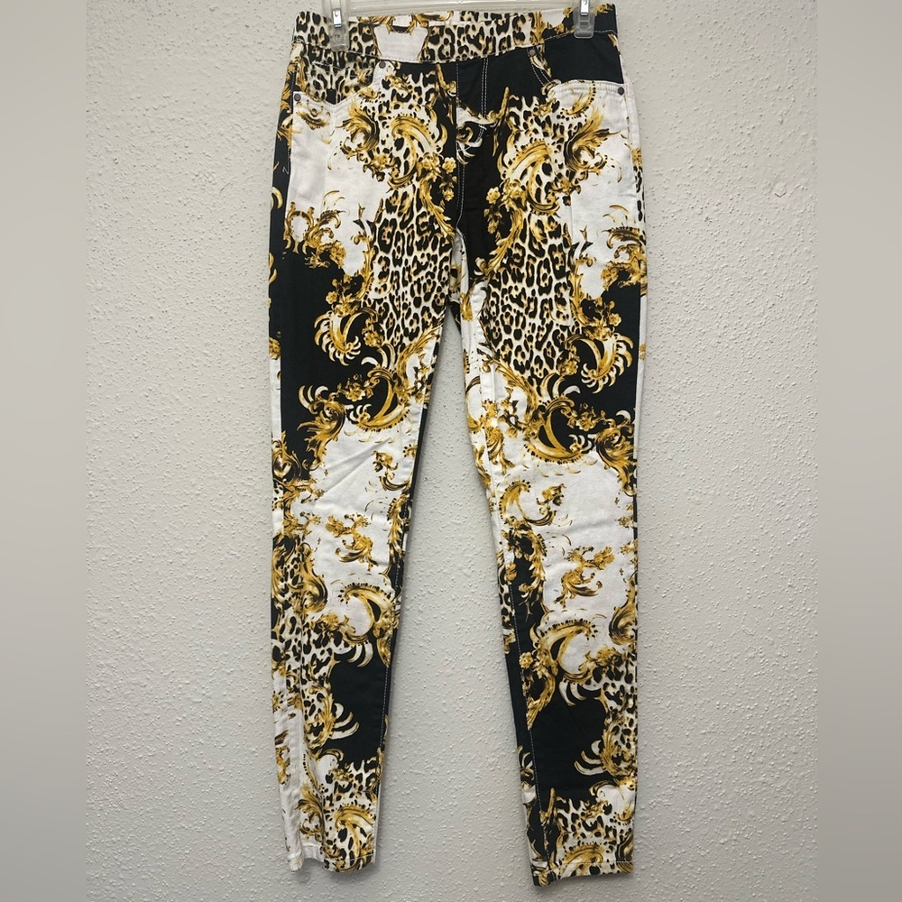 Boston Proper Black and Gold Patterned Jeans